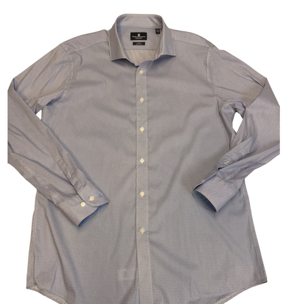 Psycho‎ Bunny Modern Fit Geometric Print Button Down Shirt Men Size 16 34/35
